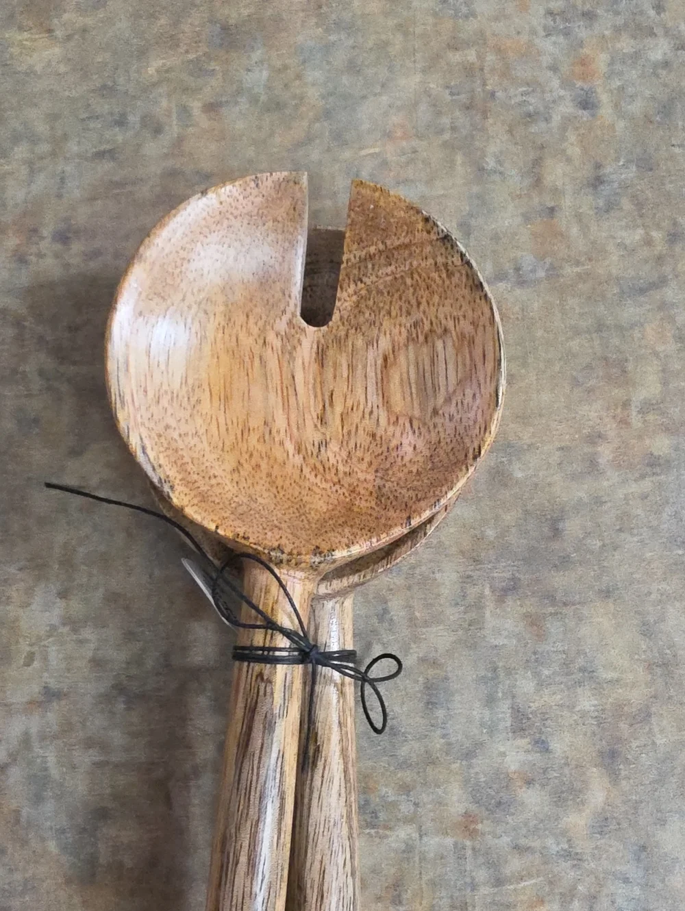 Mango Wooden Salad Servers with White Handles